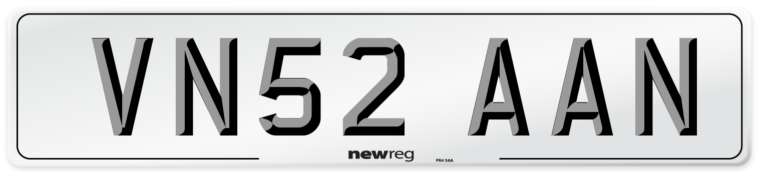VN52 AAN Number Plate from New Reg